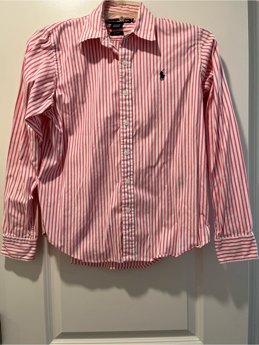 Ralph Lauren Pink & White Striped Button-Down slim fit Shirt .